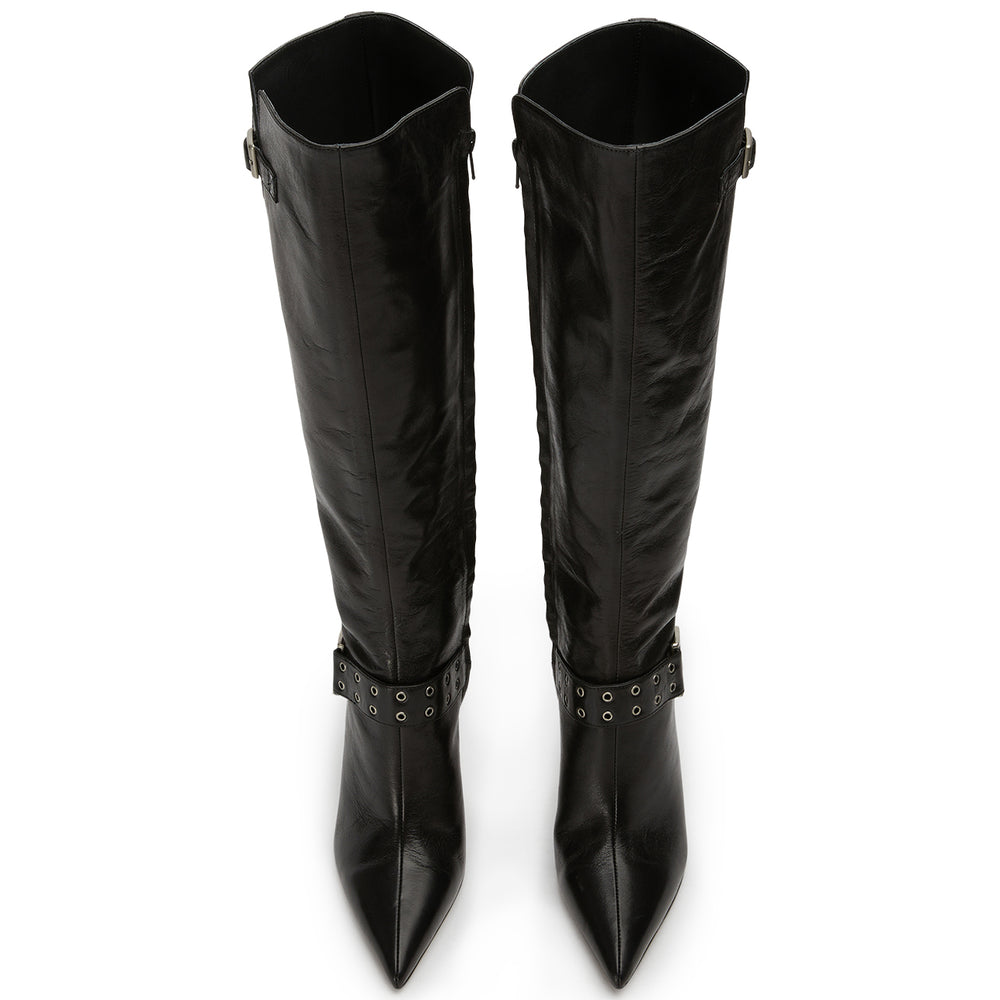 Gia Black Vintage Calf Boots - Tony Bianco