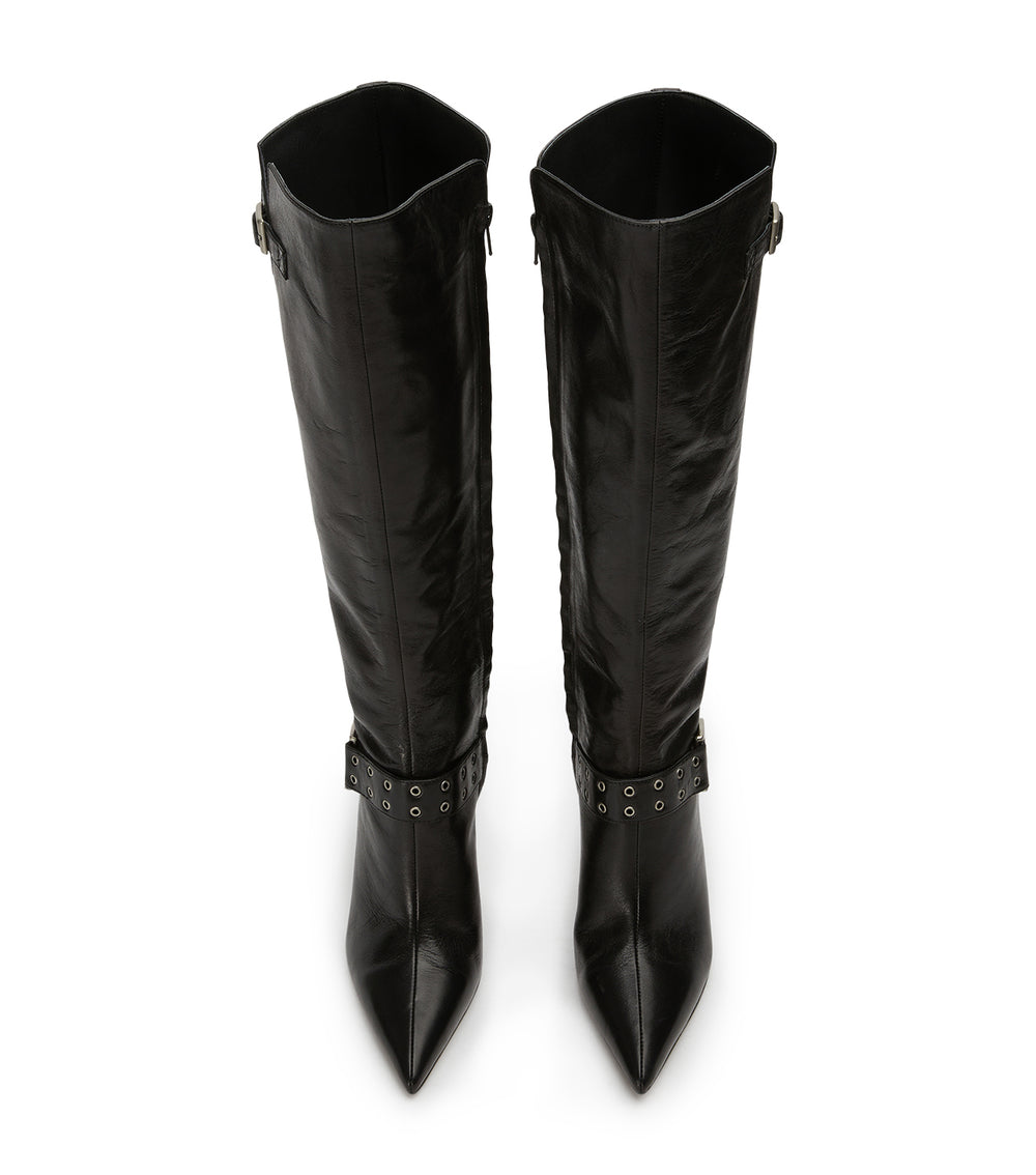 Gia Black Vintage Calf Boots - Tony Bianco