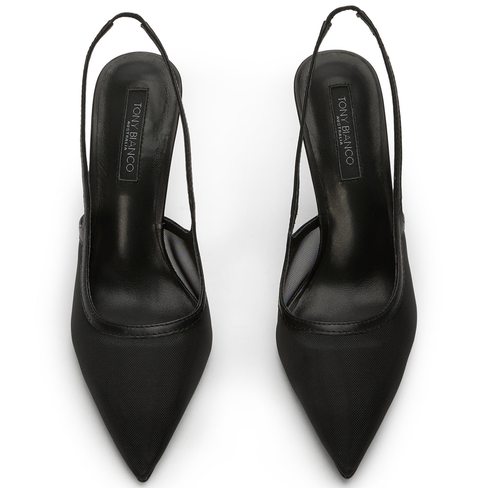 Glide Black Nylon Heels - Tony Bianco