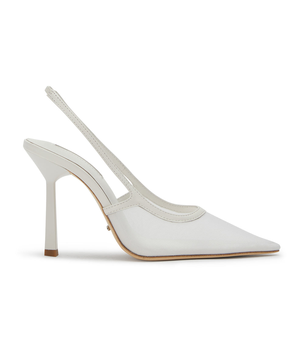 Glide White Nylon Heels - Tony Bianco