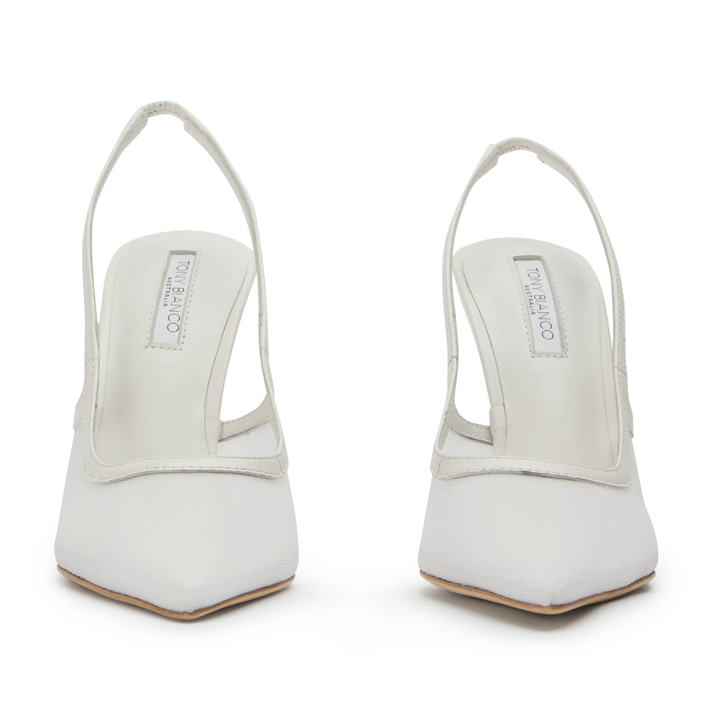 Glide White Nylon Heels - Tony Bianco