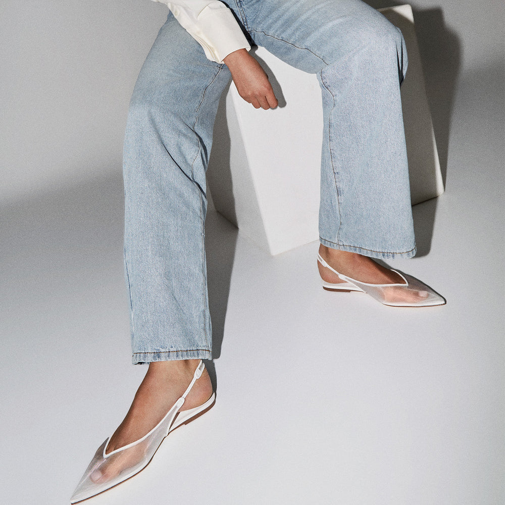 Jazz White Nylon Flats - Tony Bianco