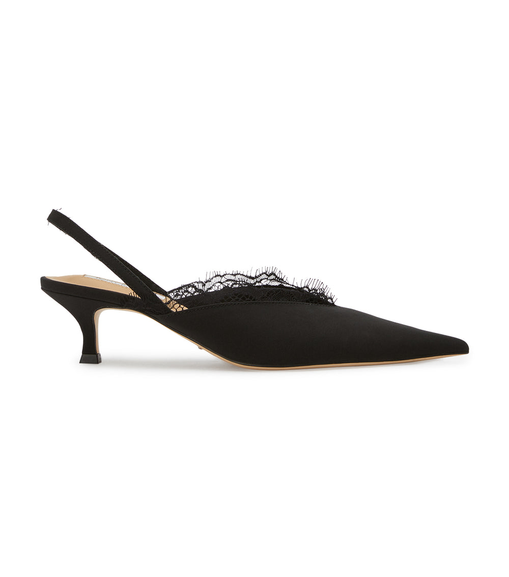 Kenzie Black Crepe Heels - Tony Bianco