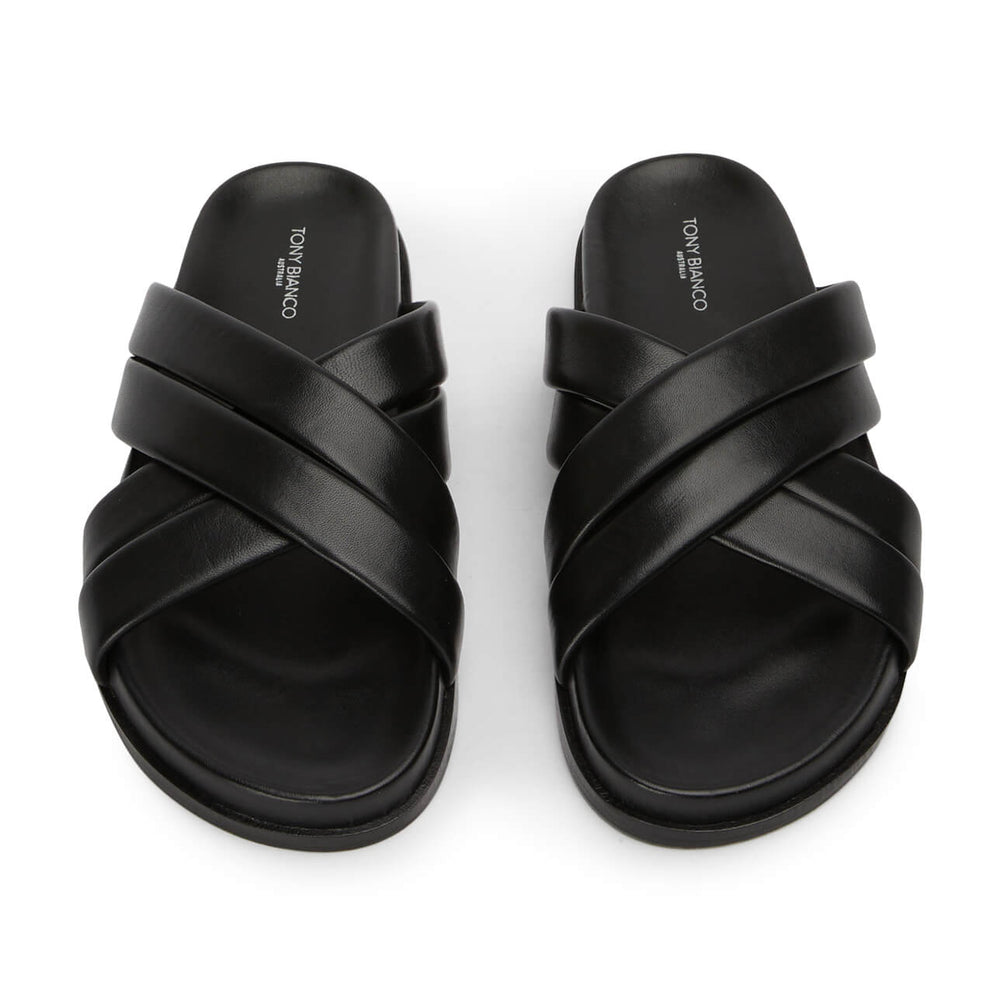 Levi Black Nappa Sandals - Tony Bianco