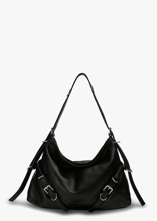 Madison Black Pebble Leather Shoulder Bag