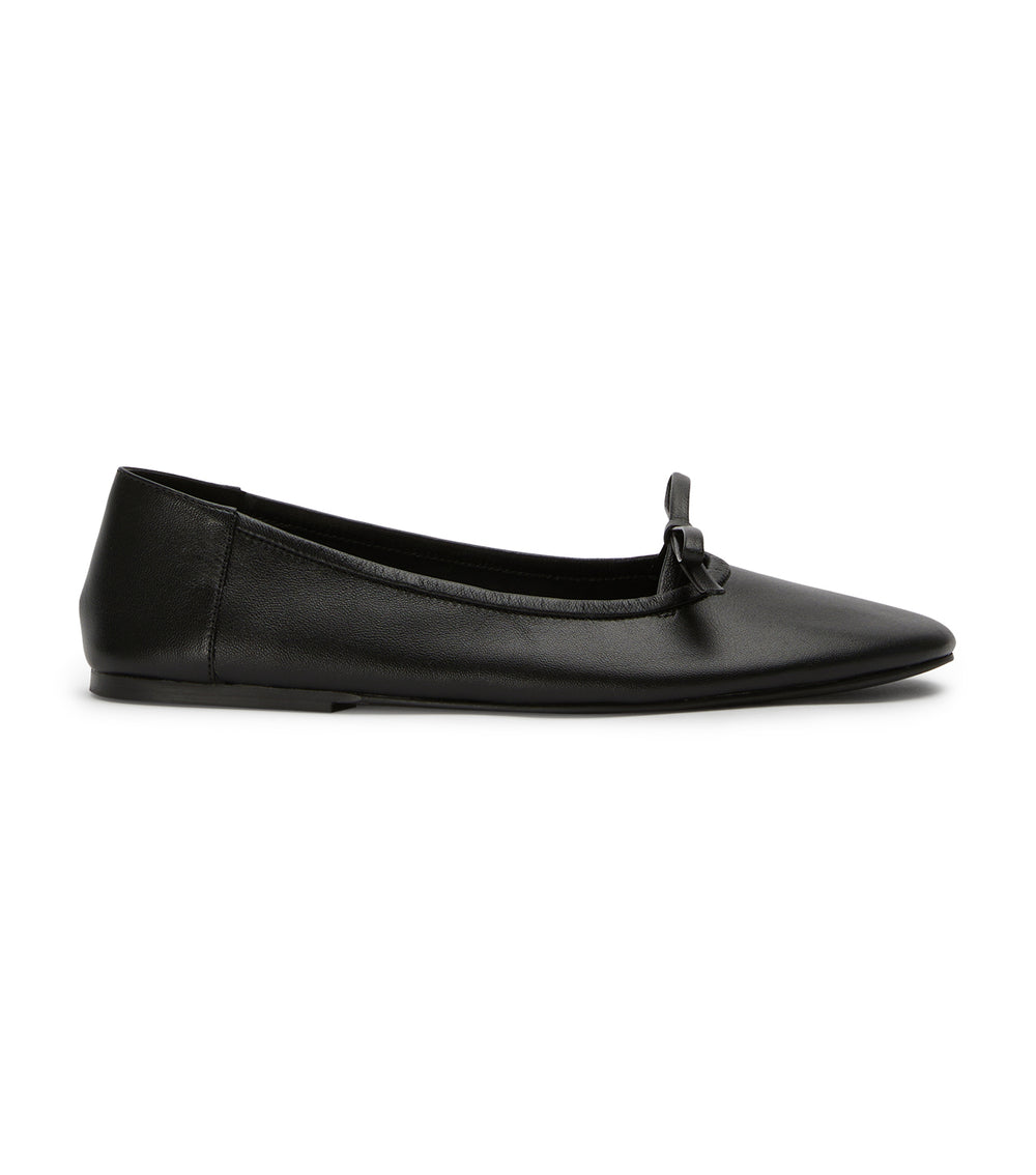 Mozart Black Nappa Flats - Tony Bianco