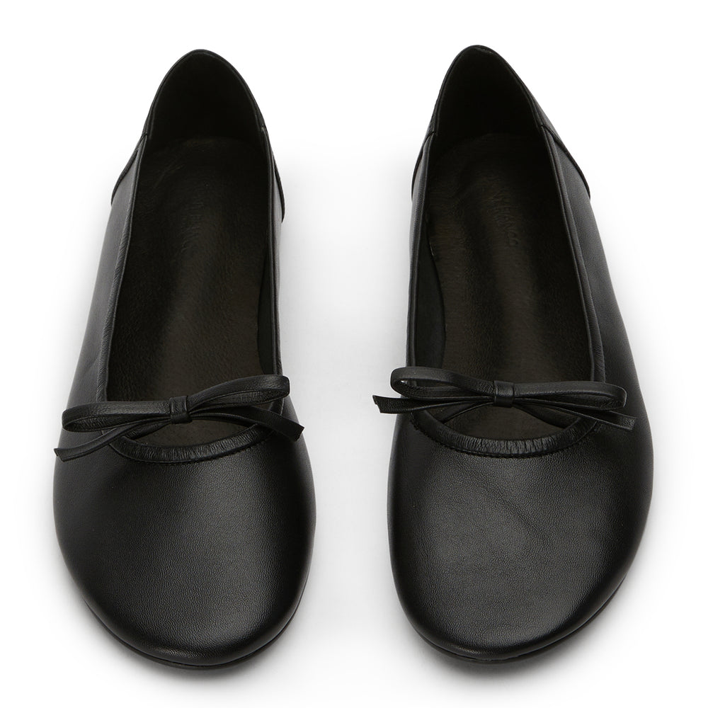 Mozart Black Nappa Flats - Tony Bianco