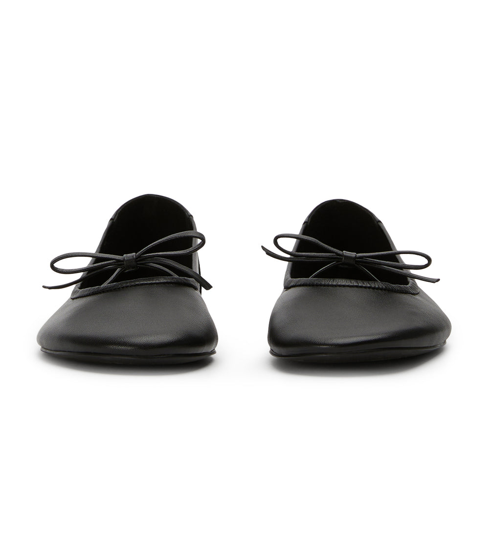 Mozart Black Nappa Flats - Tony Bianco