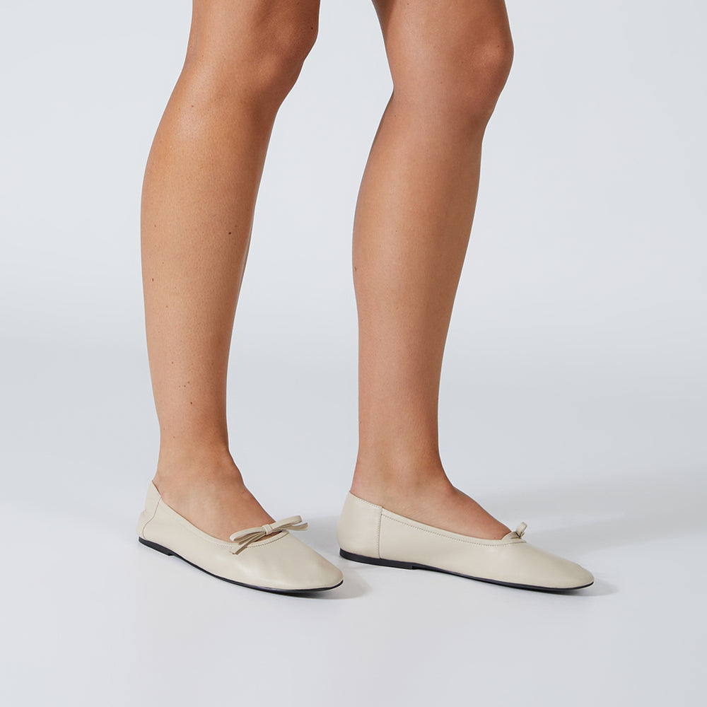 Mozart Vanilla Nappa Flats - Tony Bianco