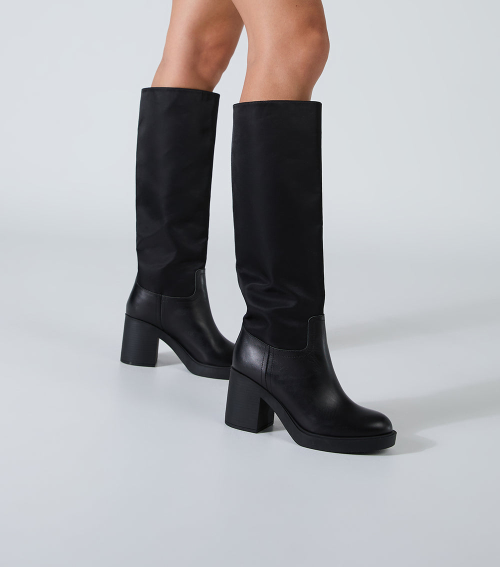 Nouveau Black Como/Nylon Calf Boots - Tony Bianco