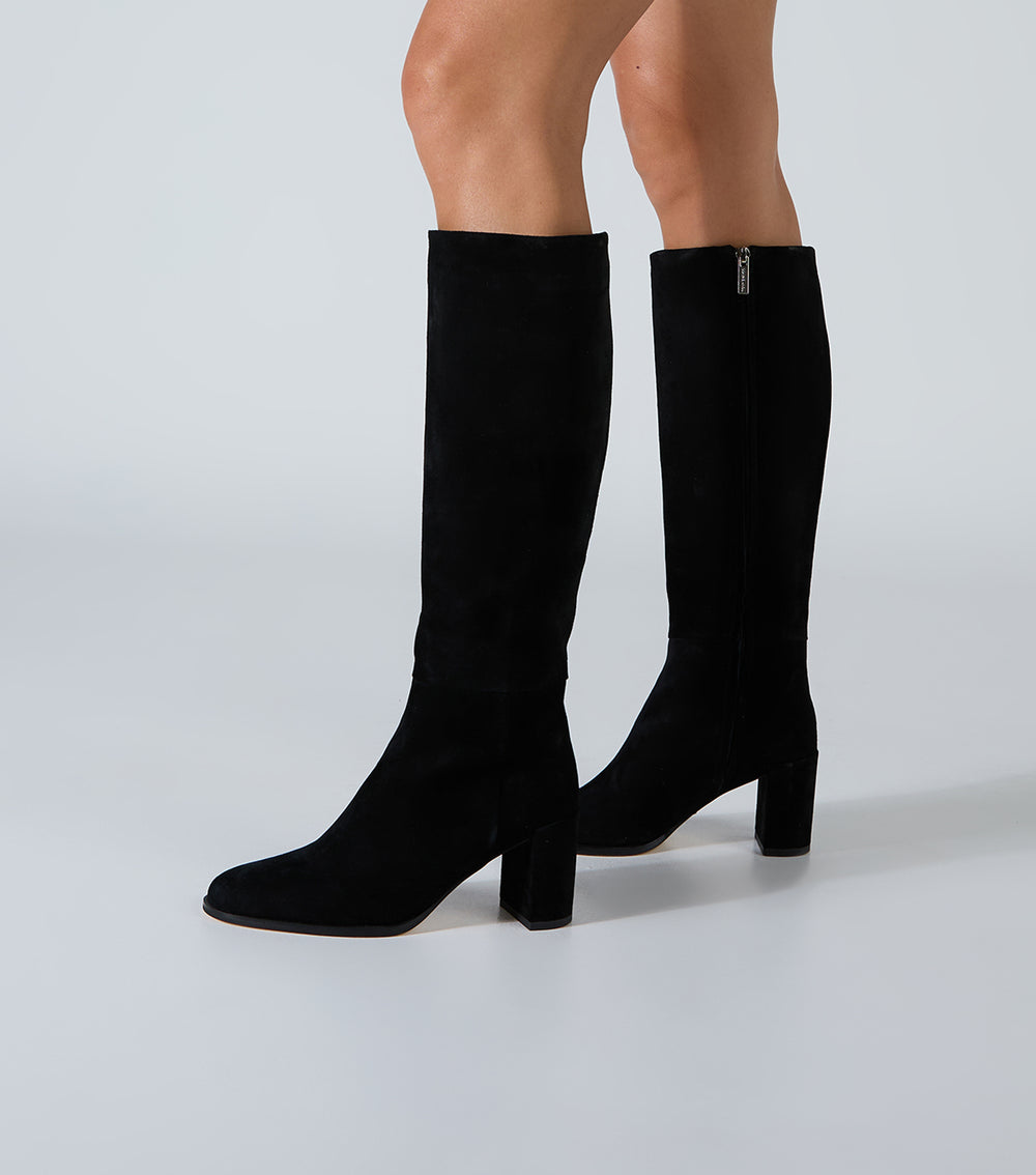 Palace Black Suede Calf Boots - Tony Bianco