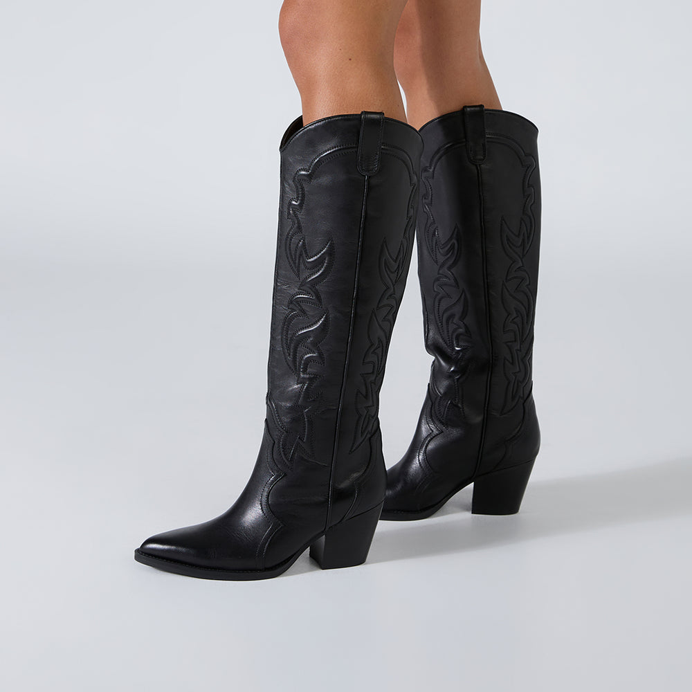 Petra Black Como Calf Boots - Tony Bianco