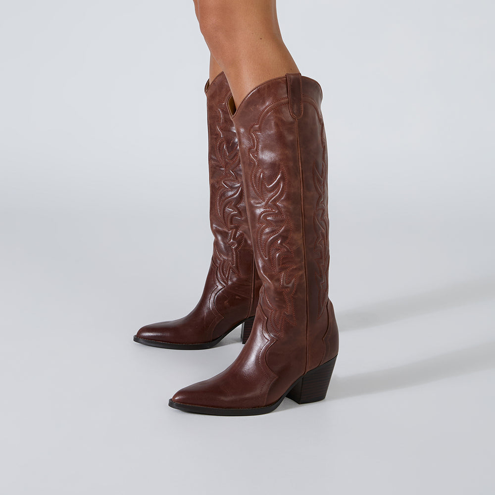 Petra Saddle Wax Calf Boots - Tony Bianco