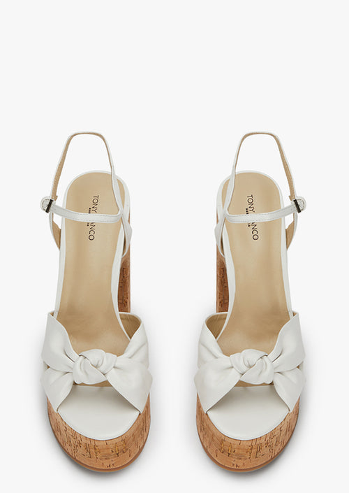 Pia White Nappa Heels