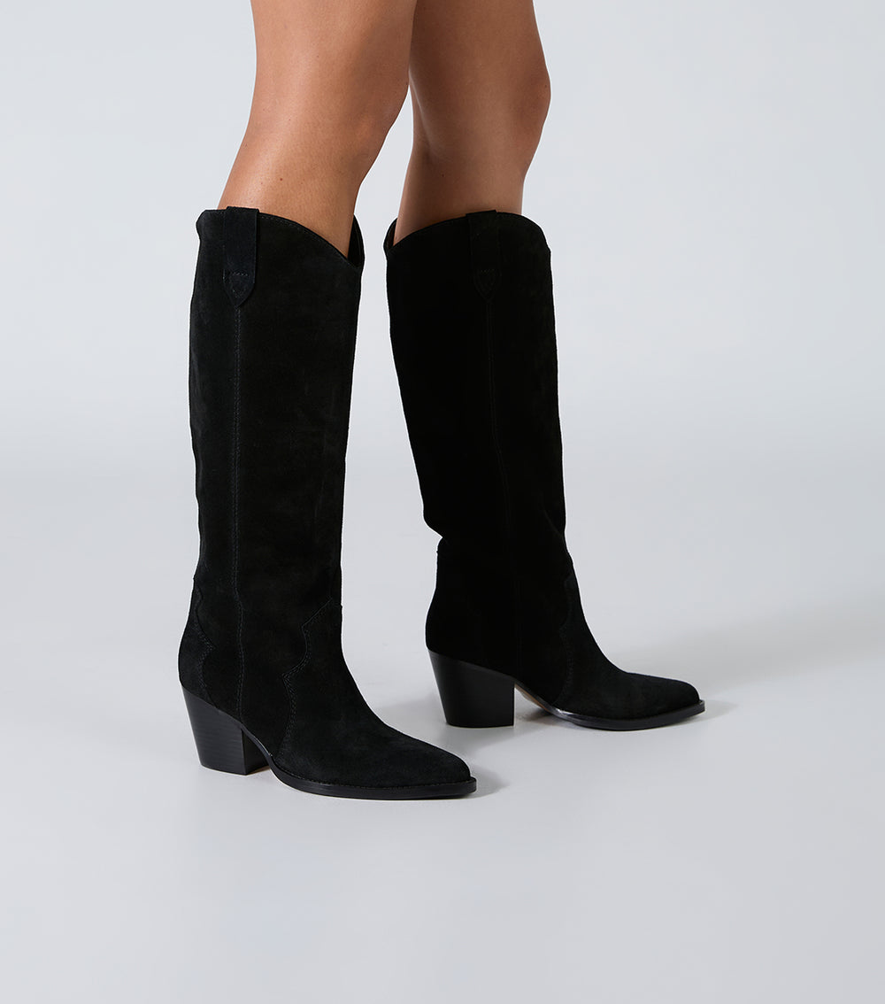 Presley Black Cameo Suede Calf Boots - Tony Bianco