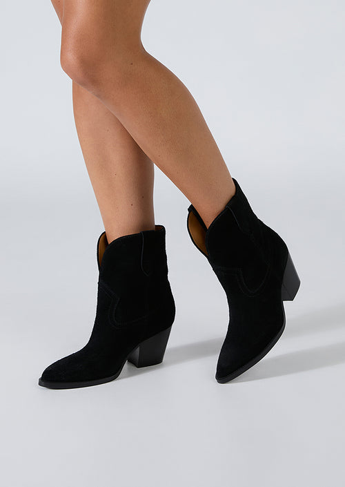 Psuedo Black Cameo Suede Ankle Boots