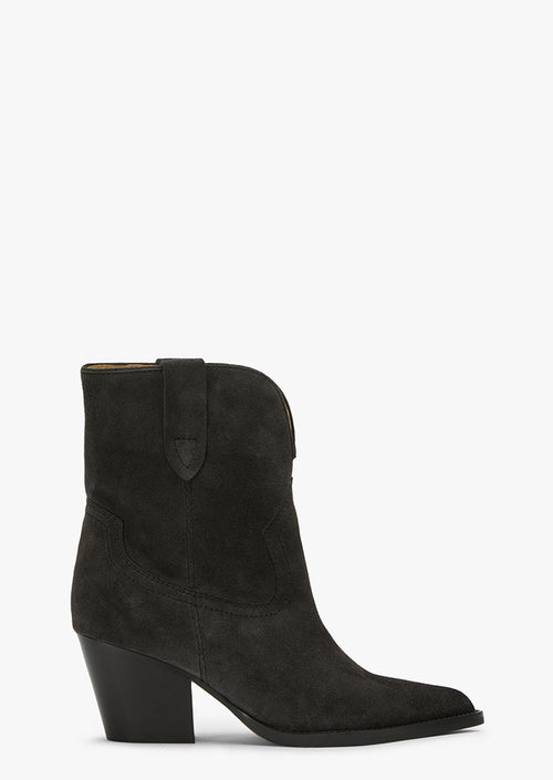 Psuedo Charcoal Cameo Suede Ankle Boots