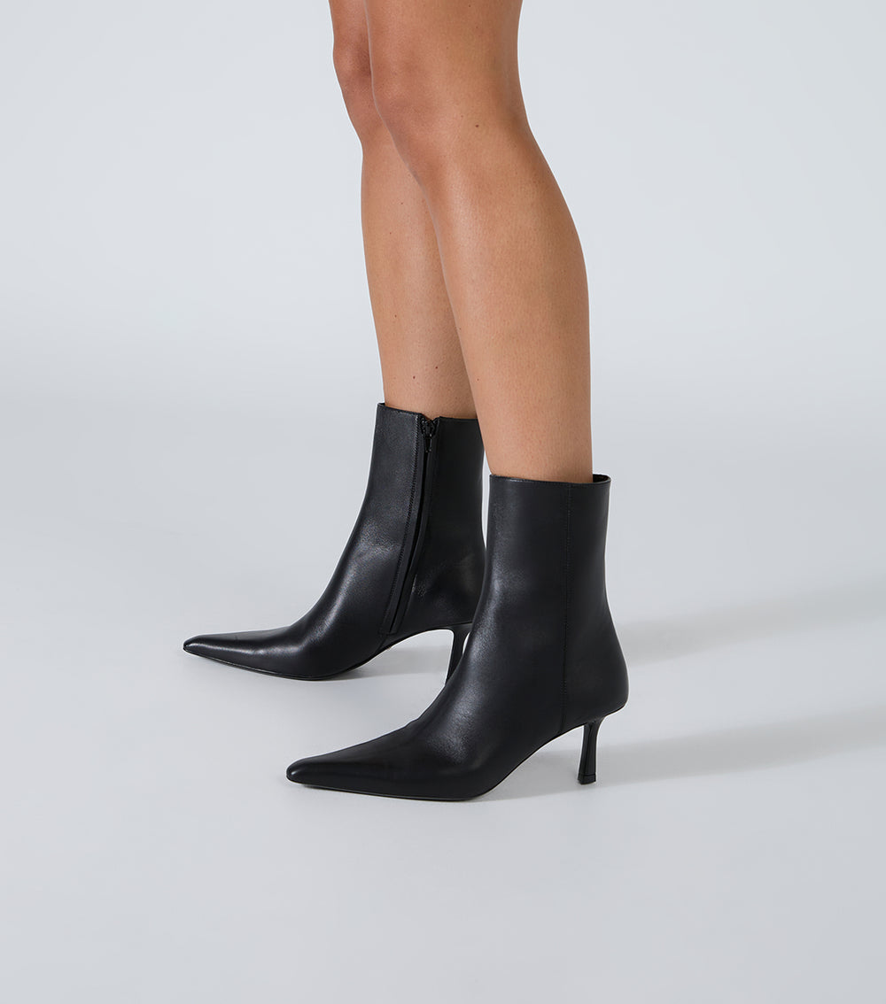 Quincy Black Nappa Ankle Boots - Tony Bianco