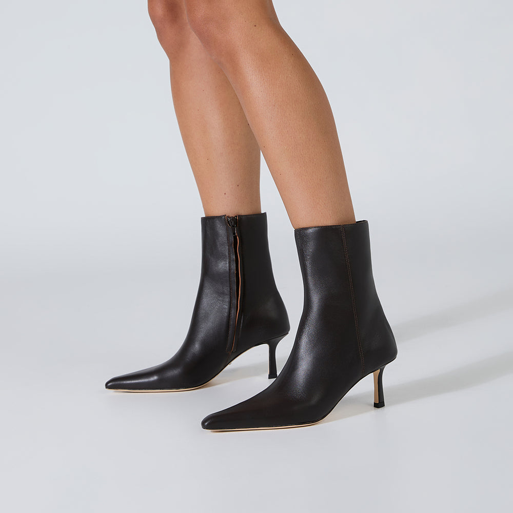 Quincy Chocolate Nappa Ankle Boots - Tony Bianco