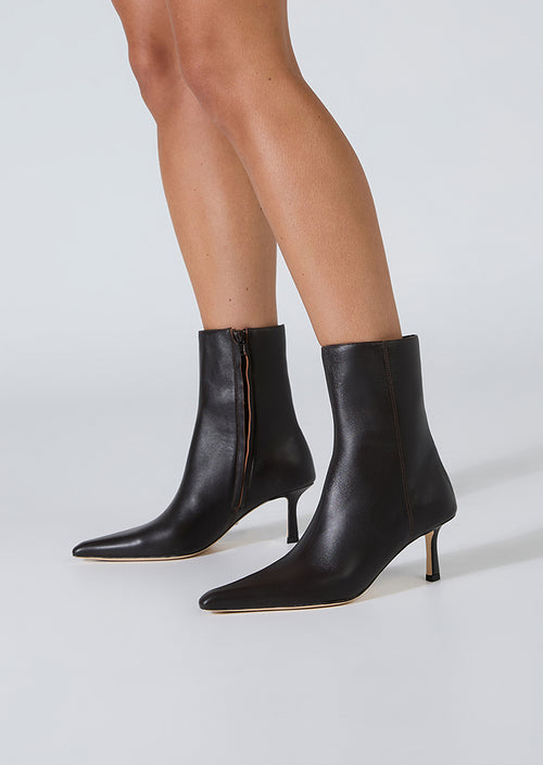 Quincy Chocolate Nappa Ankle Boots