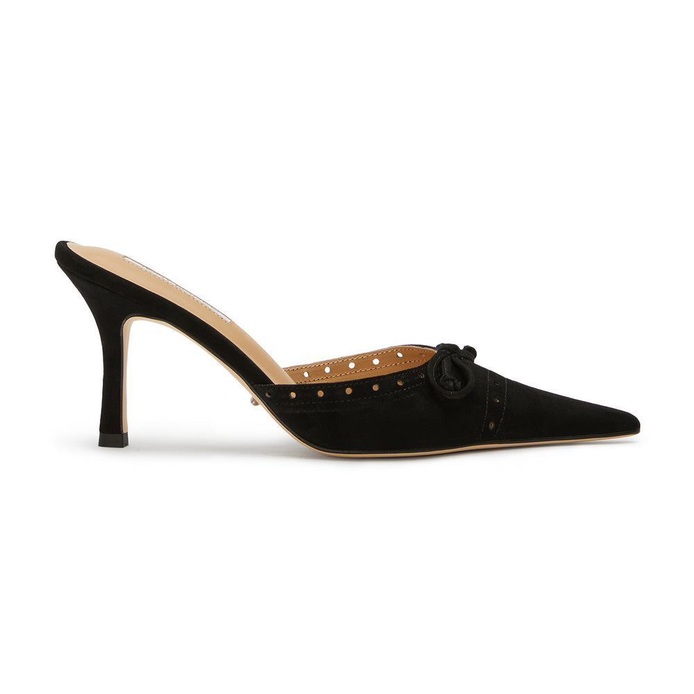 Scooter Black Suede Heels - Tony Bianco