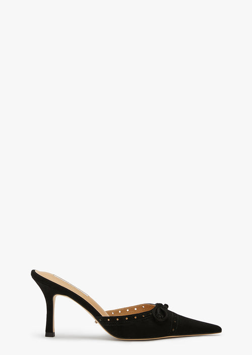 Scooter Black Suede Heels