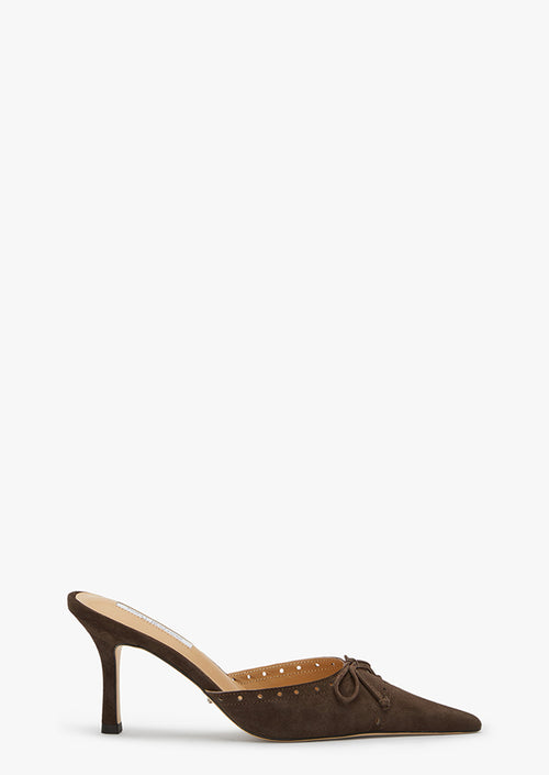 Scooter Espresso Suede Heels