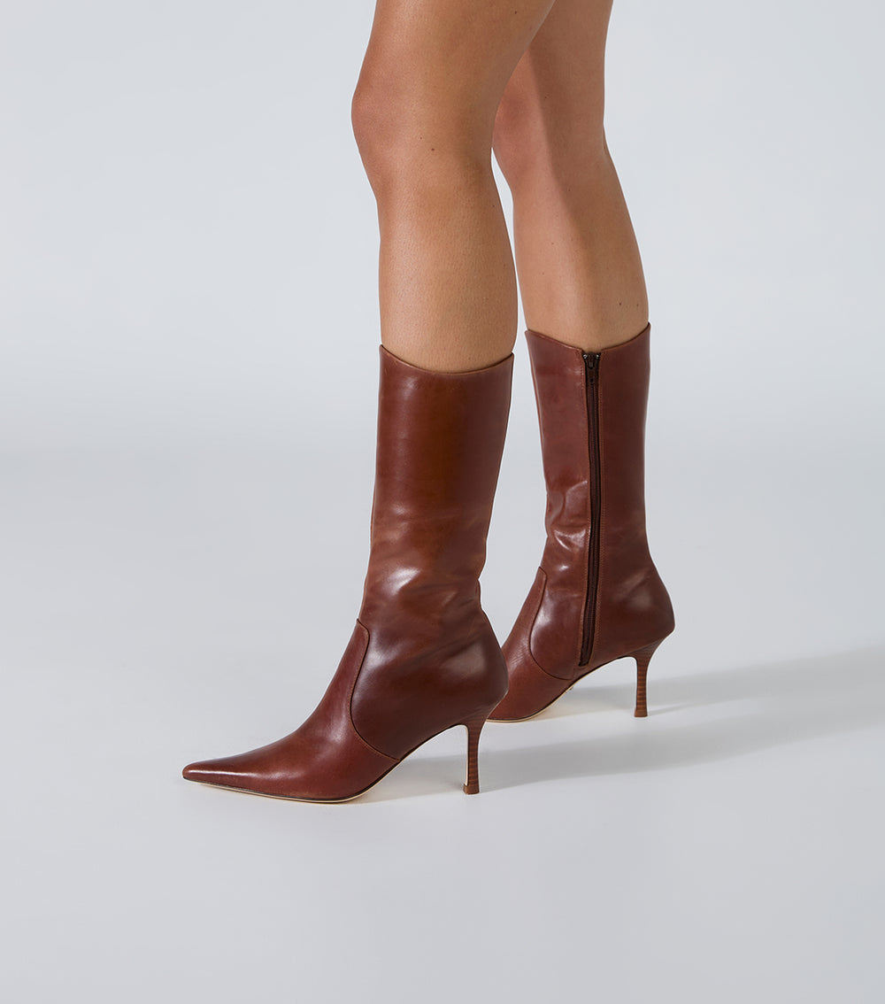 Sheba Cognac Calf Boots - Tony Bianco