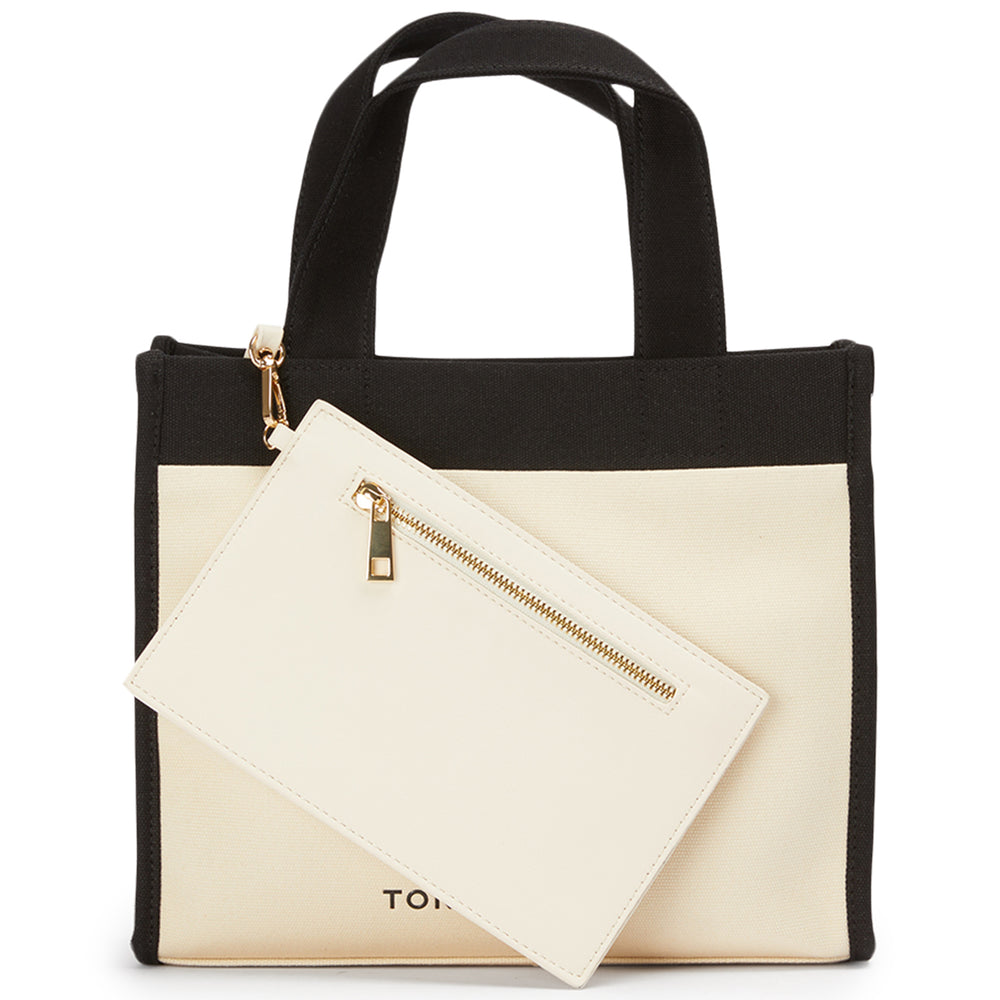 Teagan Black/Beige Tote Bag - Tony Bianco