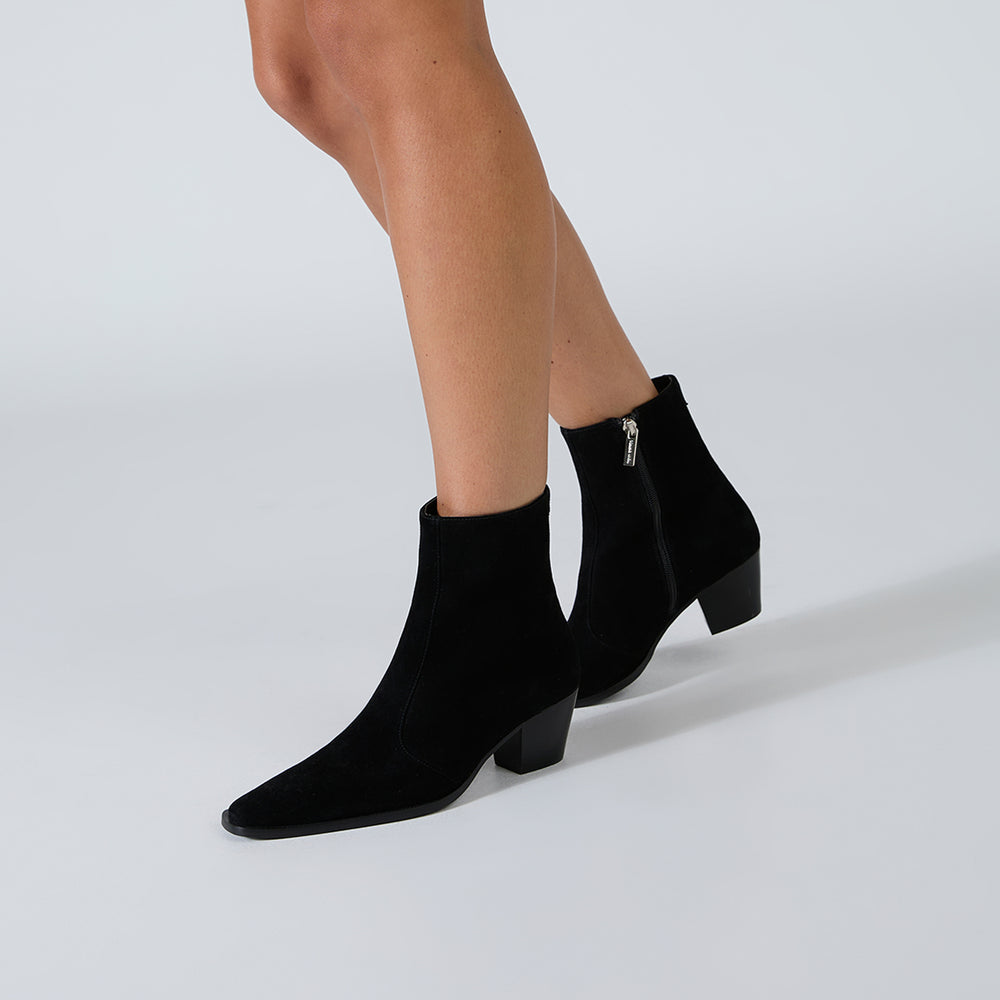 Trinity Black Suede Ankle Boots - Tony Bianco
