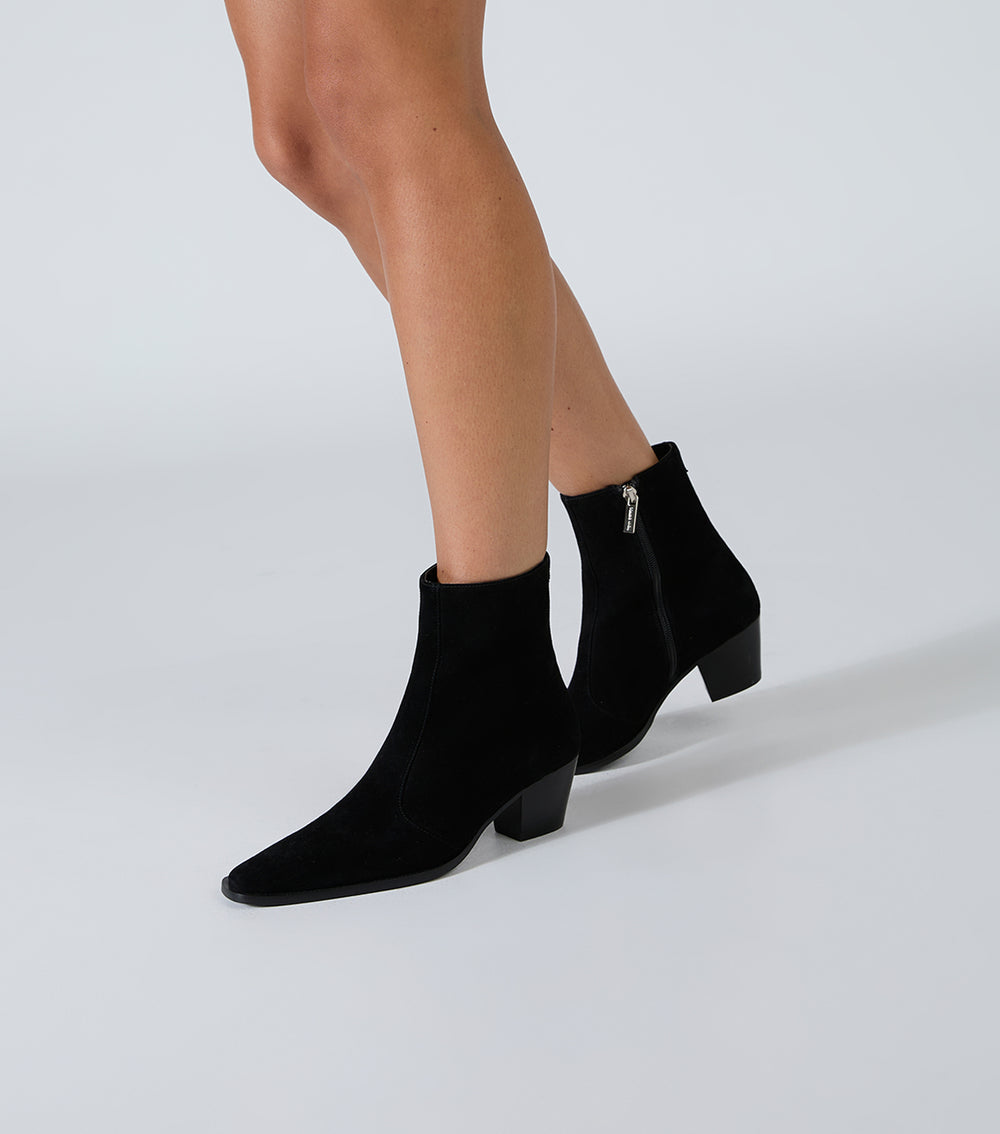 Trinity Black Suede Ankle Boots - Tony Bianco