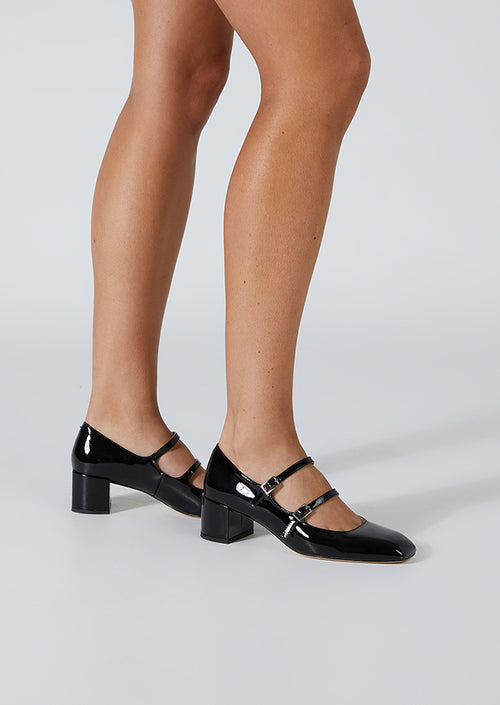 Whistle Black Patent Heels