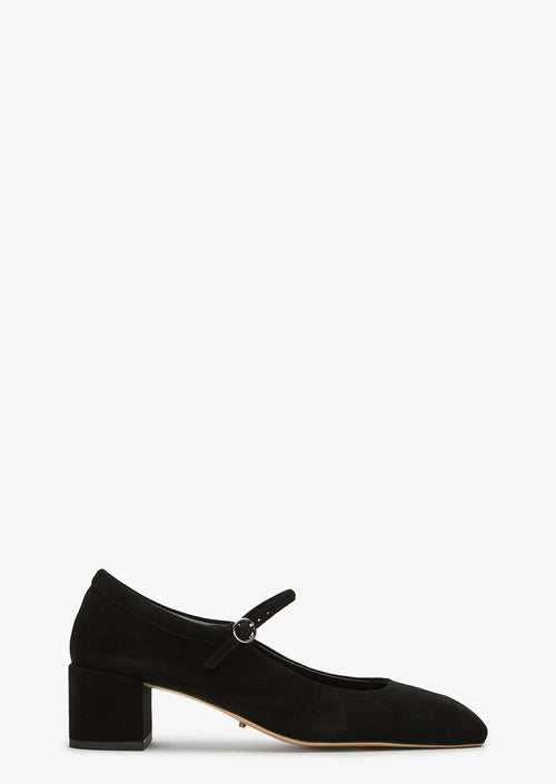 Wynnie Black Suede Heels