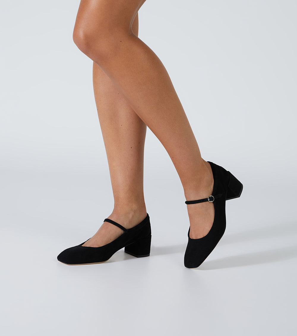 Wynnie Black Suede Heels - Tony Bianco