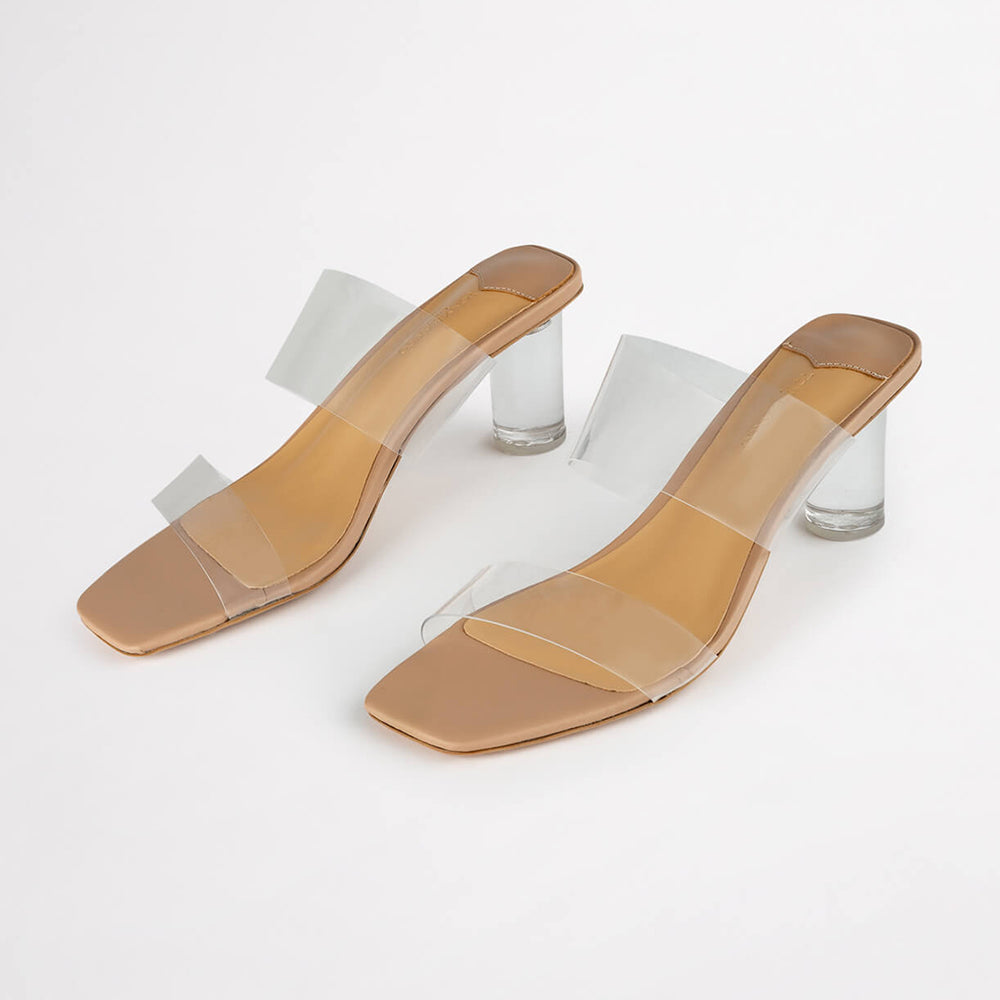 Sabelle Clear Vynalite/Skin Capretto Heels - Tony Bianco