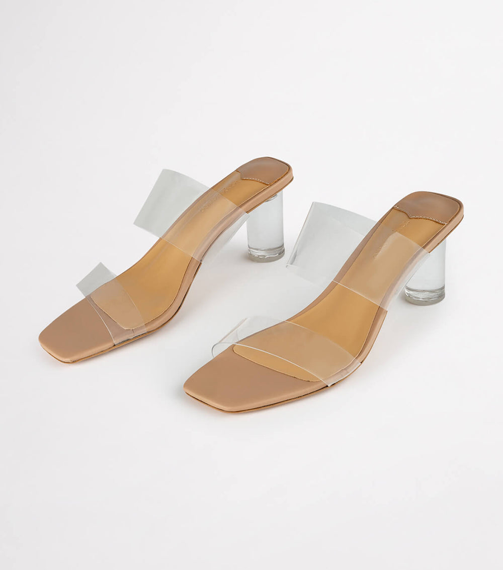 Sabelle Clear Vynalite/Skin Capretto Heels - Tony Bianco