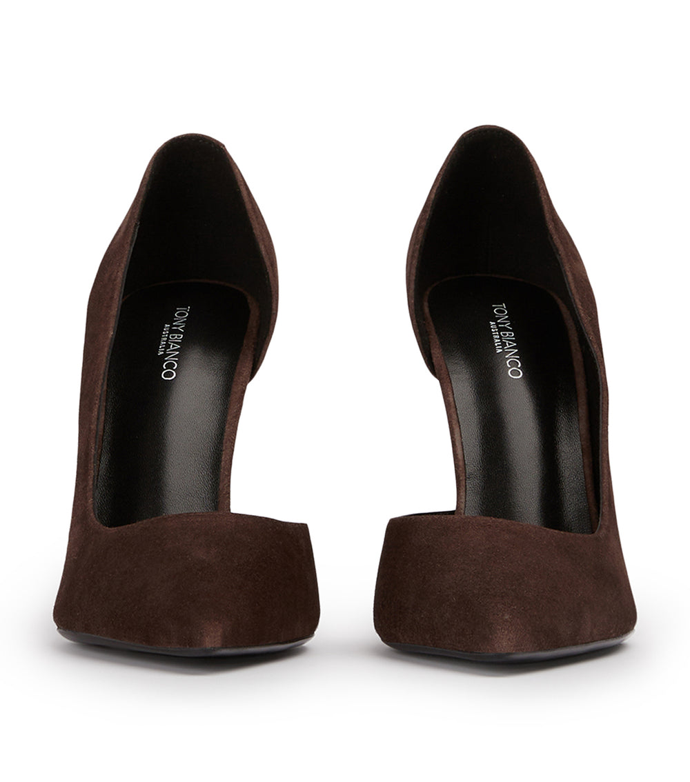 Alyx Espresso Suede Heels - Tony Bianco