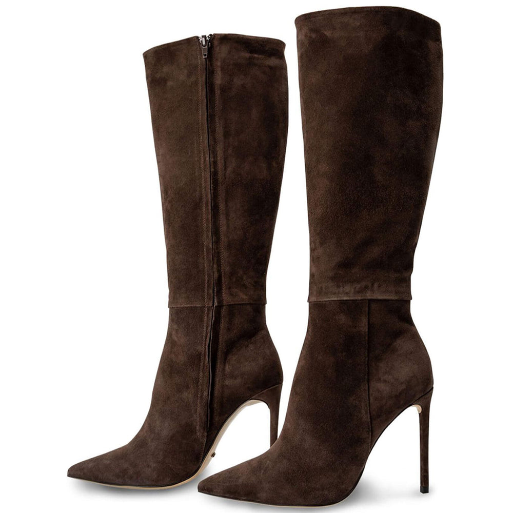 Apollo Espresso Suede Calf Boots - Tony Bianco