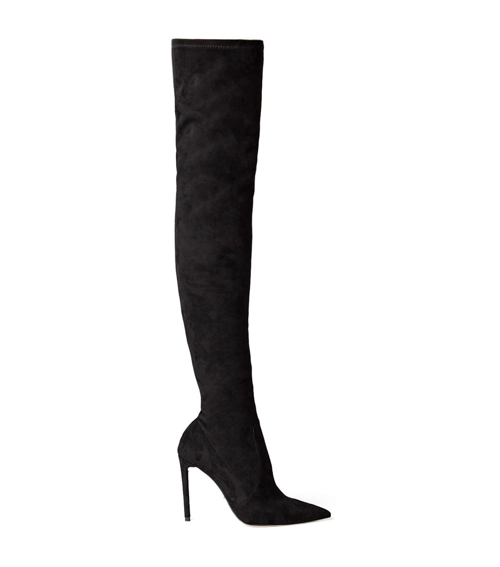 Avah Black Stretch Suede Long Boots - Tony Bianco