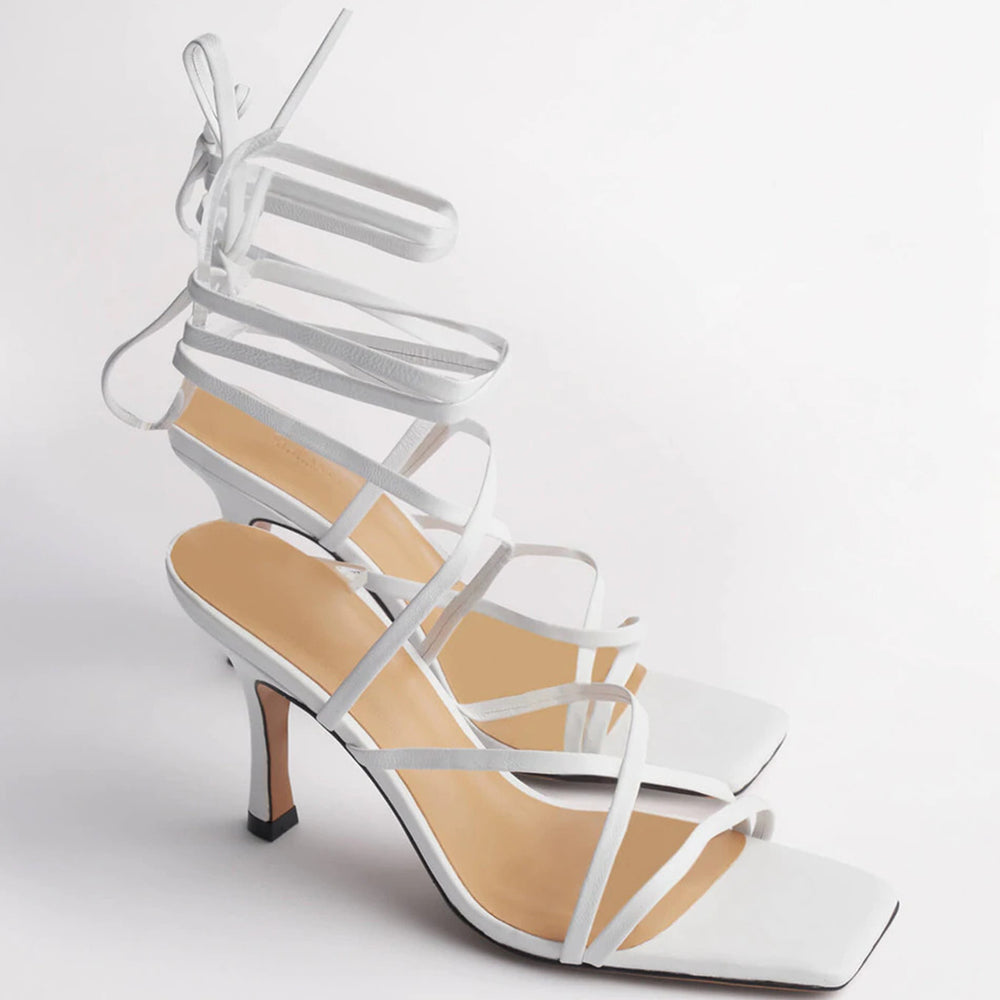 Caden White Sheep Nappa Heels - Tony Bianco