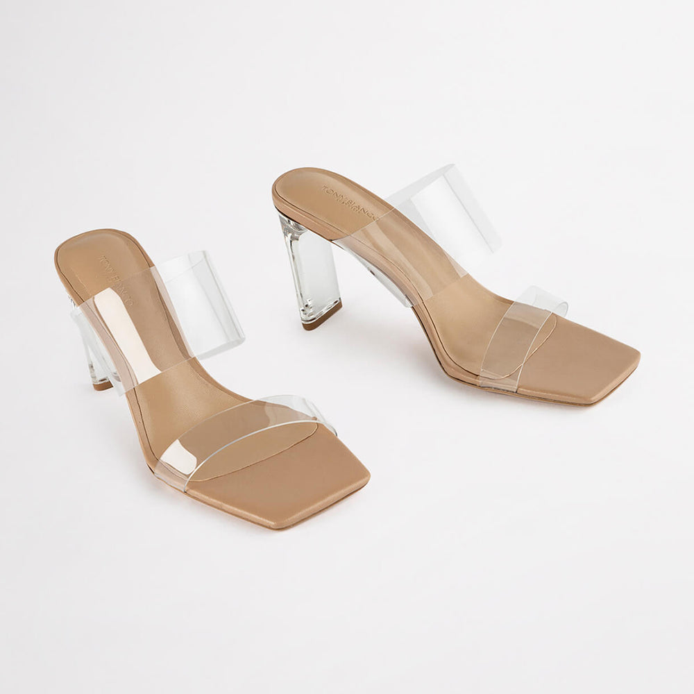 Chicago Clear Vinylite/Skin Nappa Heels - Tony Bianco