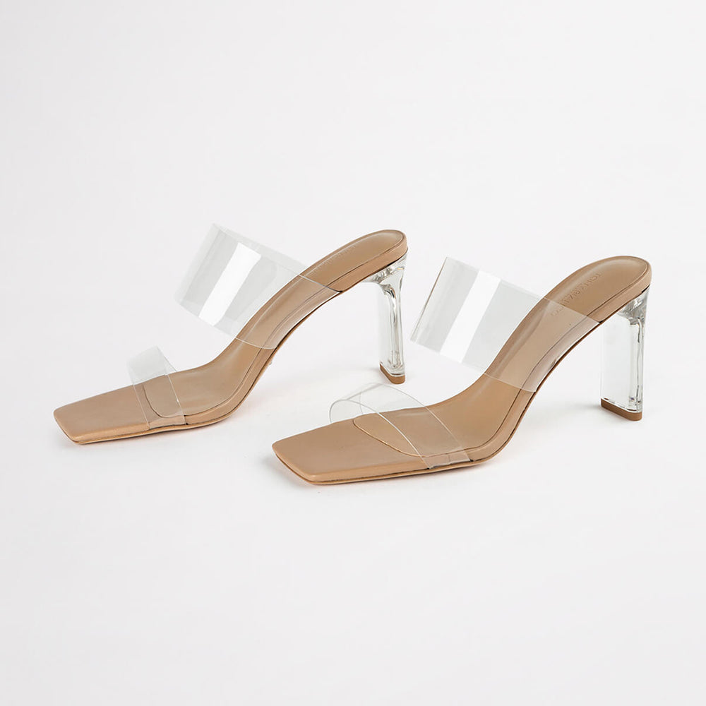 Chicago Clear Vinylite/Skin Nappa Heels - Tony Bianco