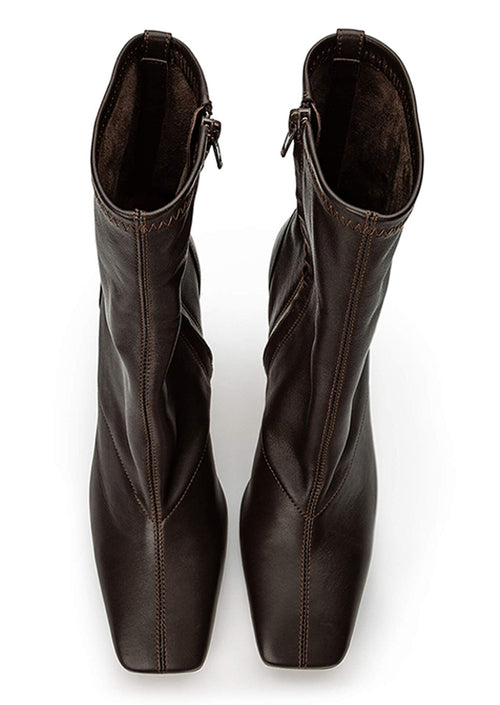 Halsey Chocolate Nappa Ankle Boots