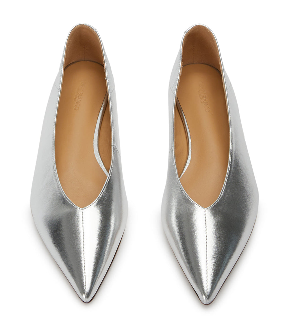 Joop Silver Shimmer Flats - Tony Bianco