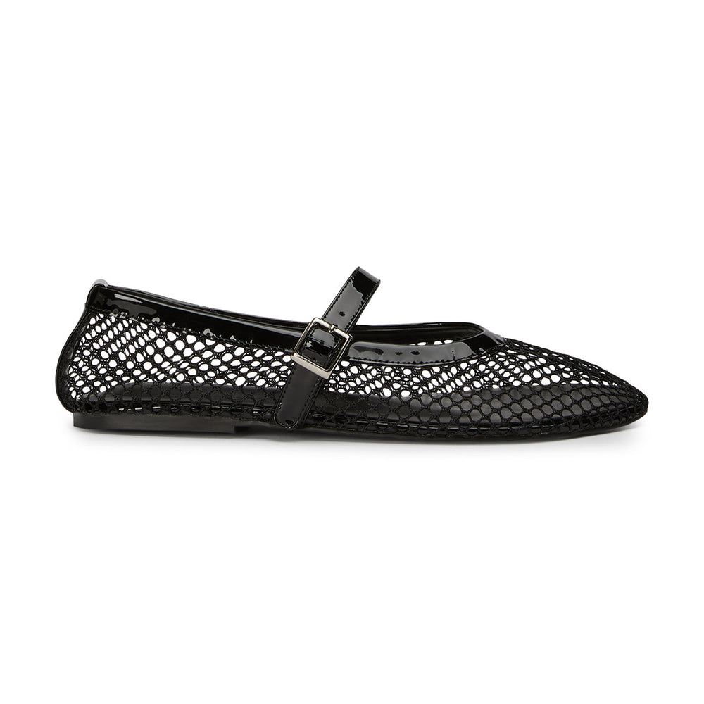 Mia Black Mesh/Patent Flats - Tony Bianco