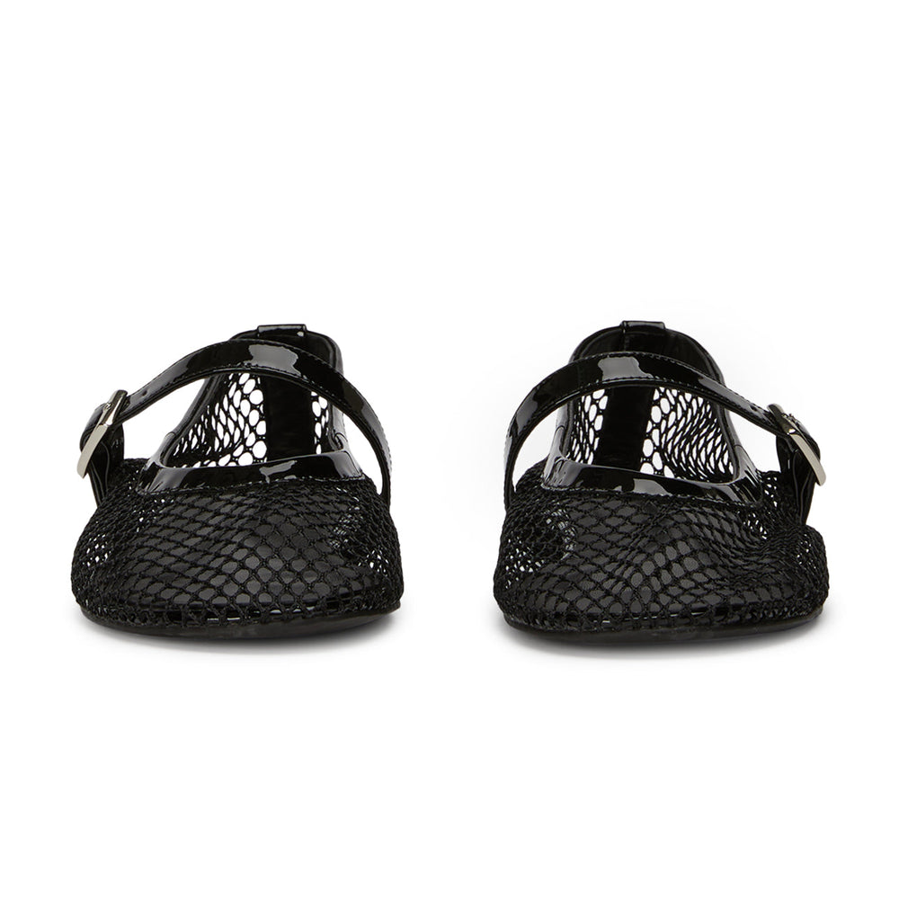 Mia Black Mesh/Patent Flats - Tony Bianco