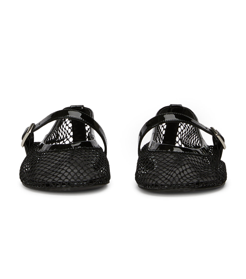 Mia Black Mesh/Patent Flats - Tony Bianco