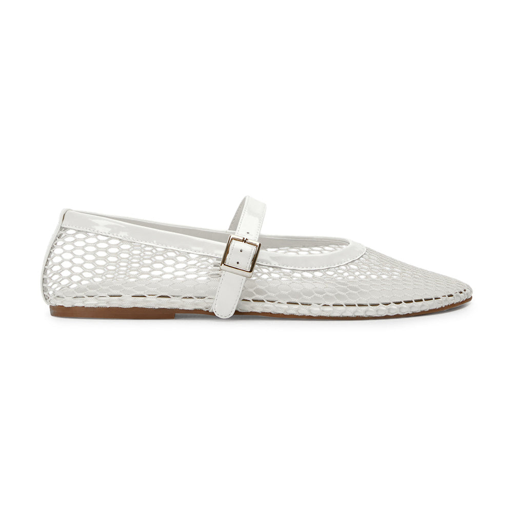 Mia White Mesh/Patent Flats - Tony Bianco