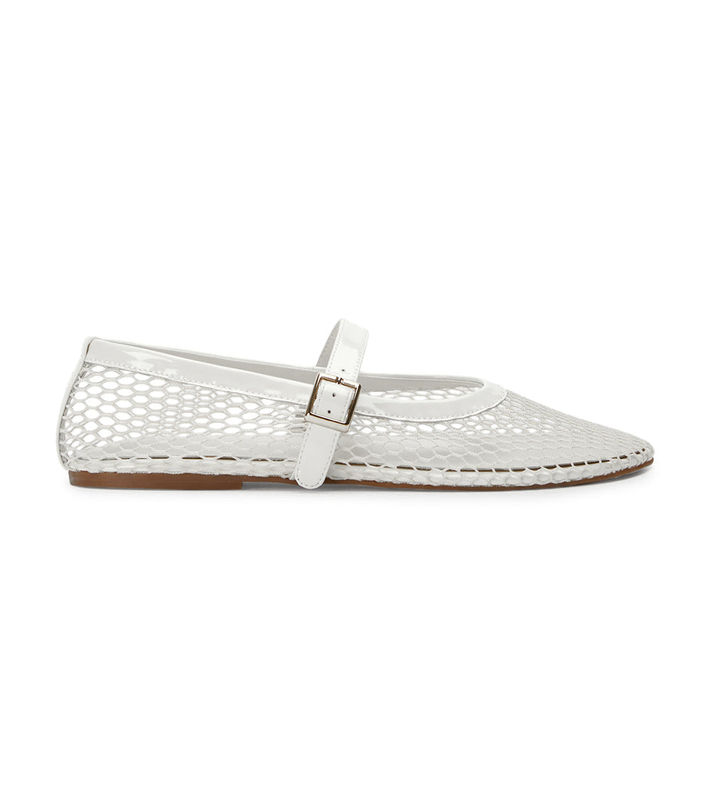 Mia White Mesh/Patent Flats - Tony Bianco