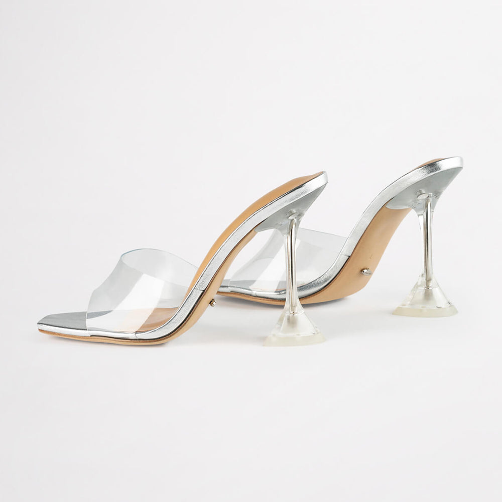 Serri Clear Vinylite/Silver Heels - Tony Bianco